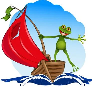 Frog on a boat Stock Illustration
