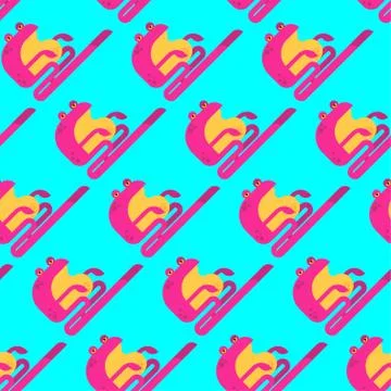 Frog cartoon pattern seamless. Green toad background. Baby fabric texture. ve Stock Illustration