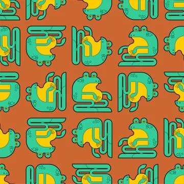Frog cartoon pattern seamless. Green toad background. Baby fabric texture. ve Stock Illustration
