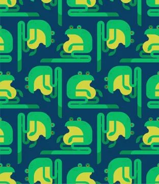 Frog cartoon pattern seamless. Green toad background. Baby fabric texture. ve Stock Illustration