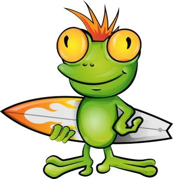 Frog cartoon surfer イラスト素材