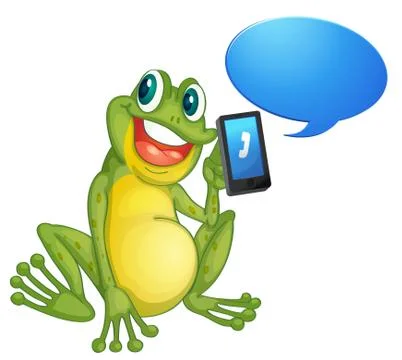 A frog with cell phone 스톡 일러스트