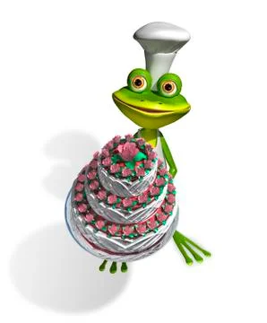 Frog chef with cake Stock Illustration