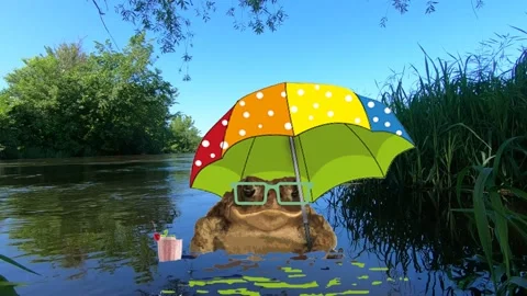 Frog with a cocktail. Video stock 135319824