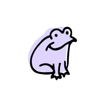 Frog with color shadow vector icon in cute animals sketch set Stock Illustration