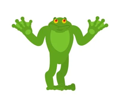 Frog confused oops. Toad perplexed emotions. Anuran surprise. Vector illustra Stockillustratie