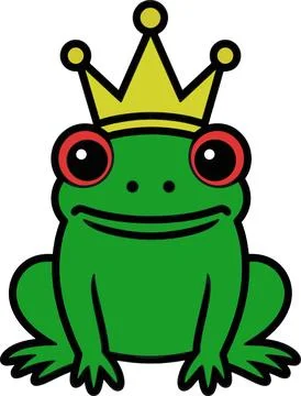Frog with a Crown Cartoon Stock Illustration