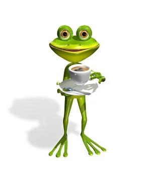 Frog with a cup of coffee Stock Illustration