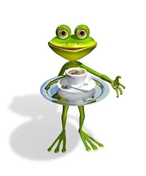 Frog with a cup of coffee Stock Illustration