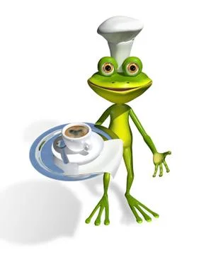 Frog with a cup of coffee Stock Illustration