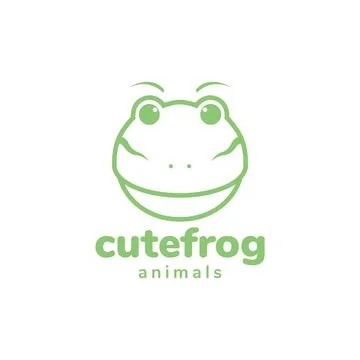 Frog cute face green smile logo design vector graphic symbol icon sign illu.. Illustrazione stock