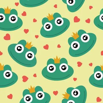 Frog cute seamless pattern for kid, animal cartoon background. Stock Illustration