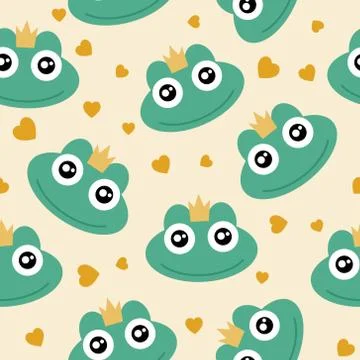 Frog cute seamless pattern for kid, animal cartoon background. Ilustración de archivo