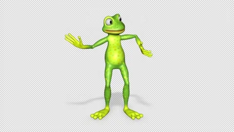 Frog Dancing Happy Looped Alpha Channel Stock Footage 168736583