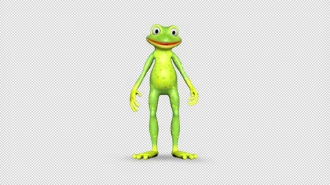 Frog Dancing Loop on Alpha Channel Stock Footage 154680176