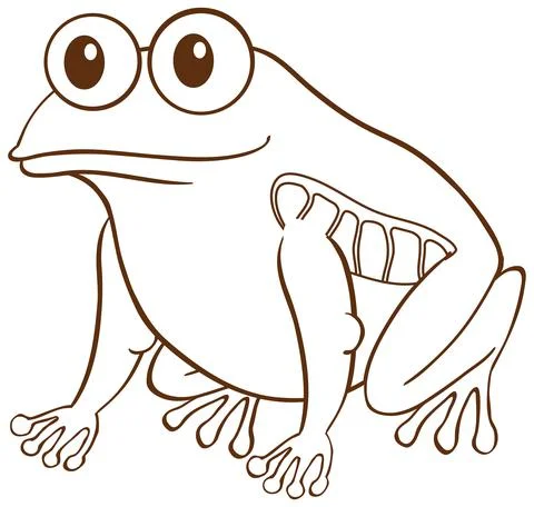 Frog in doodle simple style on white background Illustrazione stock