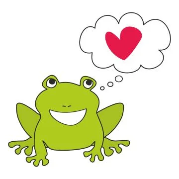 Frog dreaming about love vector illustration isolated on white Stock Illustration