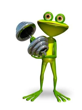 Frog with dumbbell Illustrazione stock
