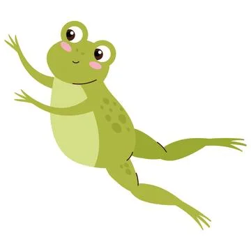 Frog eating fly jumping Stock Illustration