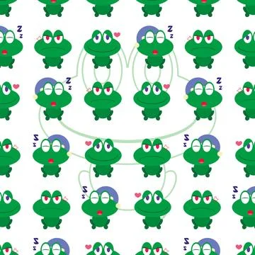 Frog emotions pattern set. Vector Stock Illustration