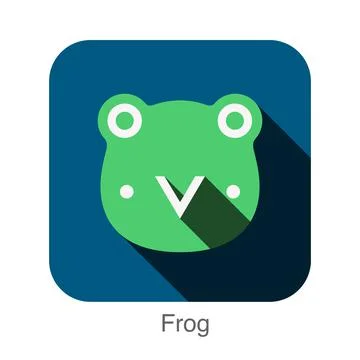 Frog face flat icon design. Animal icons series. Stock Illustration