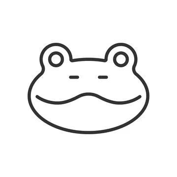 Frog face, icon in line design. frog, animal, amphibian, nature, pond, wildlife Stock Illustration