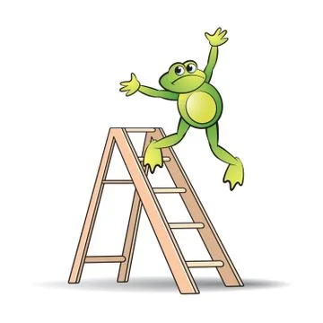 Frog falls from ladder Stock Illustration