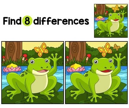 Frog Farm Find The Differences Stock Illustration
