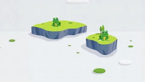 Frog on Floating Islands - Calm Animated Landscape Stock Footage 305729001