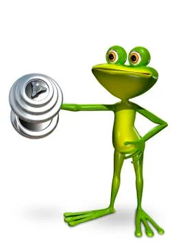 Frog in front of a dumbbell lifts Stock Illustration