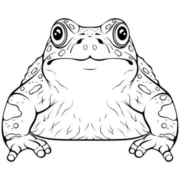 Frog front view line art Stock Illustration