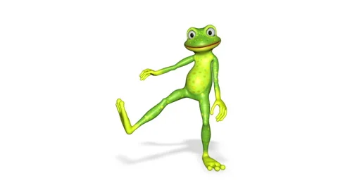Frog Funny Dancing Looped White Background Stock Footage 169635149