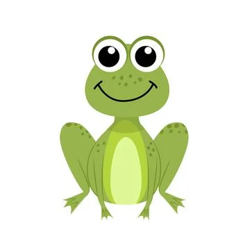Frog. Funny smiling frog. Flat, cartoon, vector Illustrazione stock