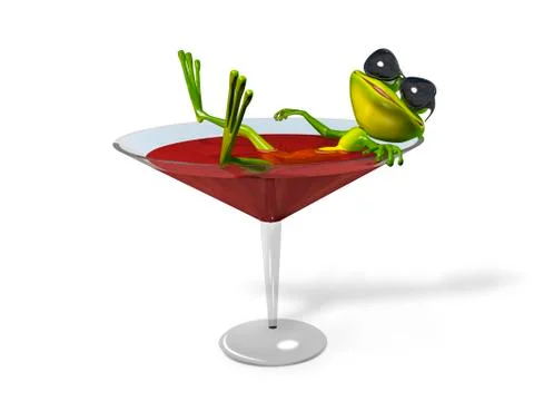 Frog in a glass of wine Stock Illustration