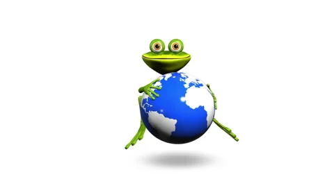 Frog on Globe Stock Footage 42252085