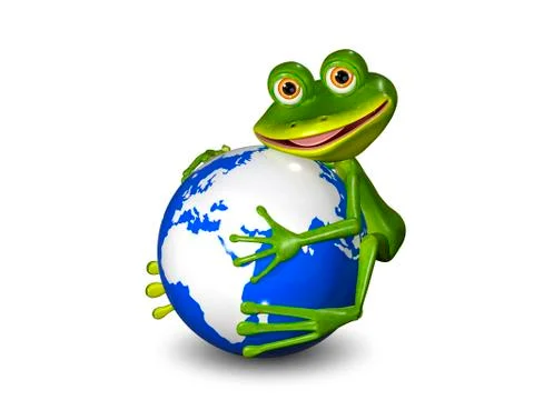Frog on globe Stock Illustration