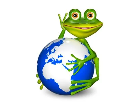 Frog on globe Stock Illustration