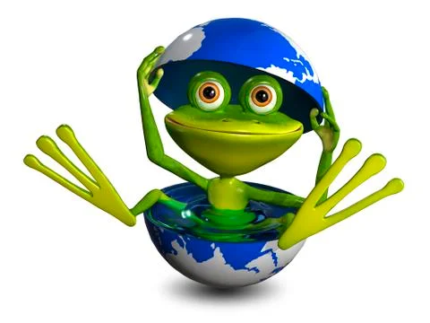 Frog in the globe Stock Illustration