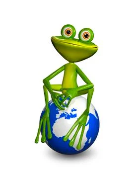 Frog on globe Stock Illustration