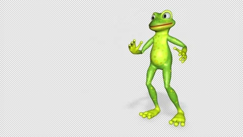 Frog Happy Dancing Looped Alpha Channel Stock Footage 168309402