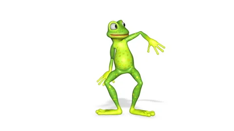 Frog Happy Dancing Looped White Background Stock Footage 169635470