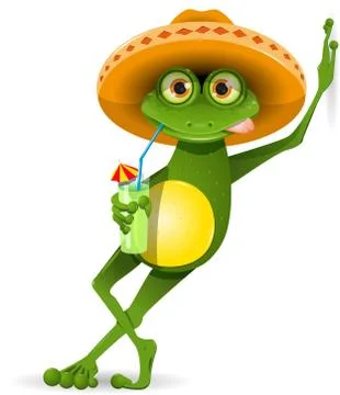 Frog in a hat Stock Illustration