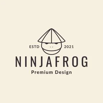 Frog with hat ninja logo design vector graphic symbol icon sign illustratio.. Stock Illustration