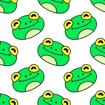 Frog head pattern seamless textile print. repeat pattern background design Stock Illustration