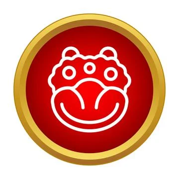 Frog head vector icon in red circle 스톡 일러스트