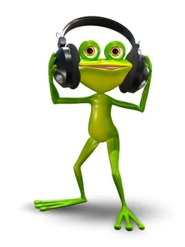 Frog with Headphones Stock Illustration