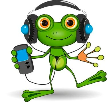 Frog in Headphones Stock Illustration