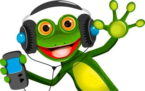 Frog In Headphones Stock Illustration