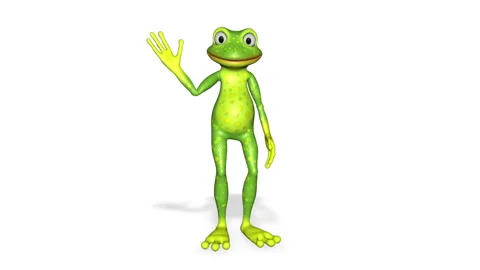 Frog Hello Looped White Background Stock Footage 169635551