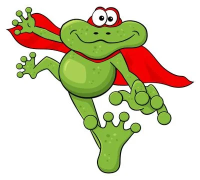 Frog hero jumps with cape Stock Illustration